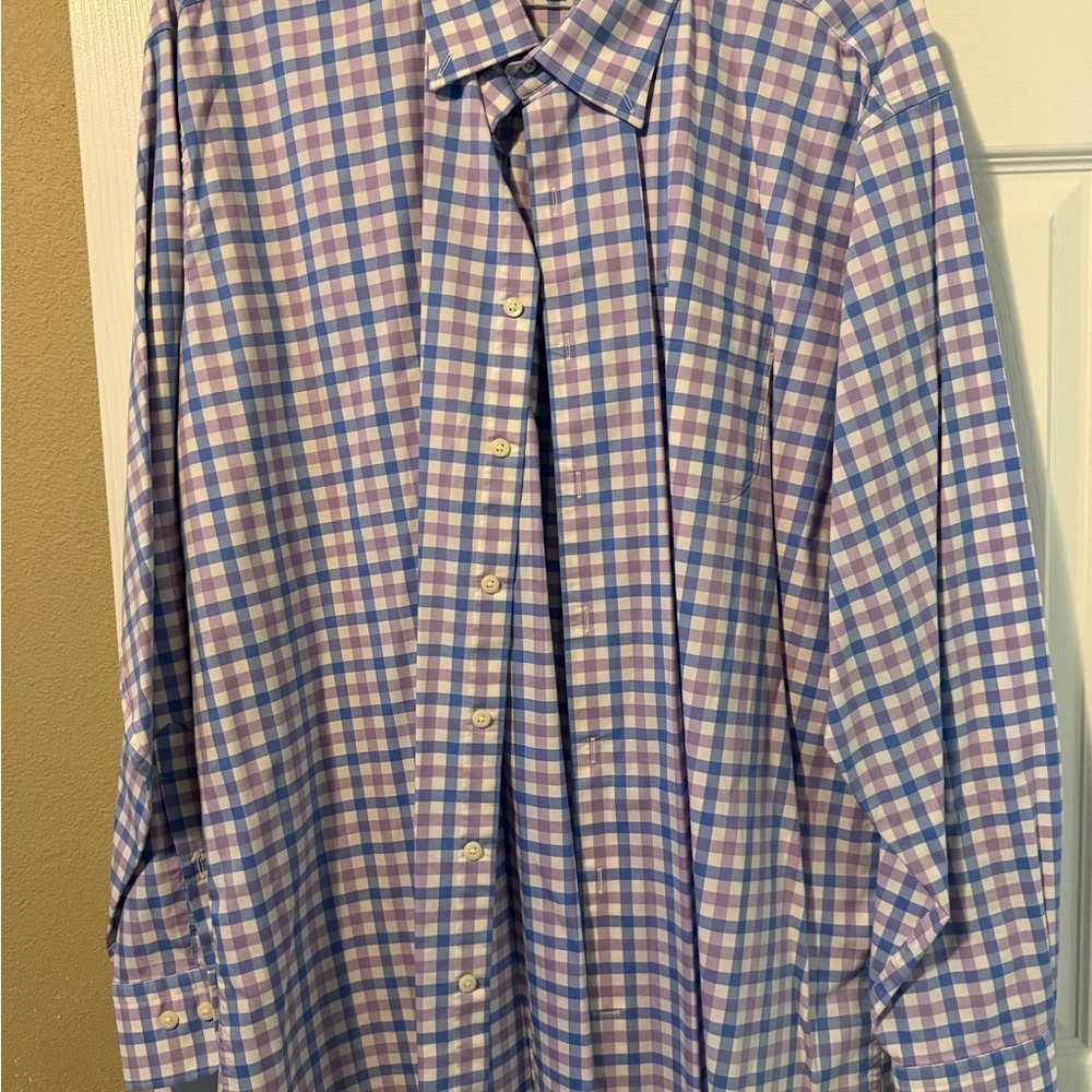 Peter Millar Blue and White Checkered Shirt